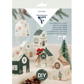 Clairefontaine 97715C - Discovery Kit - Advent Calendar 24 Small Paper Houses Christmas Decorations 100% DIY - Step by Step Included - Decoration - Creative Crafts, DIY, Crafts
