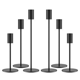 zeochyni - Juego de 6 portavelas de color negro mate, elegantes portavelas para centros de mesa de boda, mesas de comedor, fiestas, decoración del hogar, eventos, portavelas cónicos para velas de 3/4