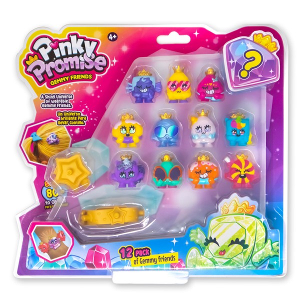BANDAI TH00004 Royals 12 Pack | This Pinky Promise Multipack Contains 12 Collectable Gemmy Friends 1 Bracelet and 1 Hairclip Combine Gems and Girls Jewellery for Wearable Fun
