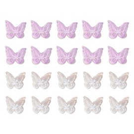 20 Pieces Purple And White Butterfly Hair Clips, 3D Butterfly Clips, Hair Butterflies, Mini Butterfly Hair Clips, Girl Butterfly Clips, Glitter Mini Butterfly Hair Clips