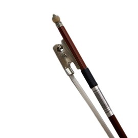 PAITITI 4/4 Full Size Violin Bow Brazil Wood Mongolian Horsehair Octagonal Stick White Ox Horn Frog Fully-Line Abalone Silver Wrap