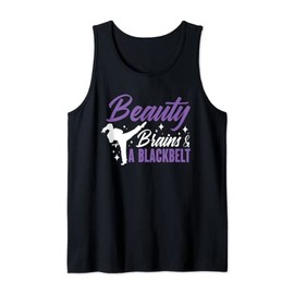 Black Master Belt Beauty Brains I Build Up Social Strength Tank Top, black