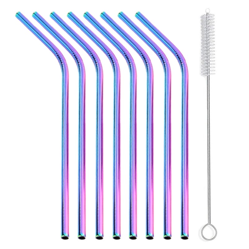 Glamified, Needs 4 x Reusable Colourful Drinking Bent Metal Straw