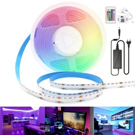 Alexa COB LED Strip WiFi RGB 2 m Kit, 12 V Arote RGB Dimmable COB LED Strip LED Light Strip with Controller and Power Supply, High Density 576 LEDs/M, App Control, Music Sync, DIY Colour Changing LED