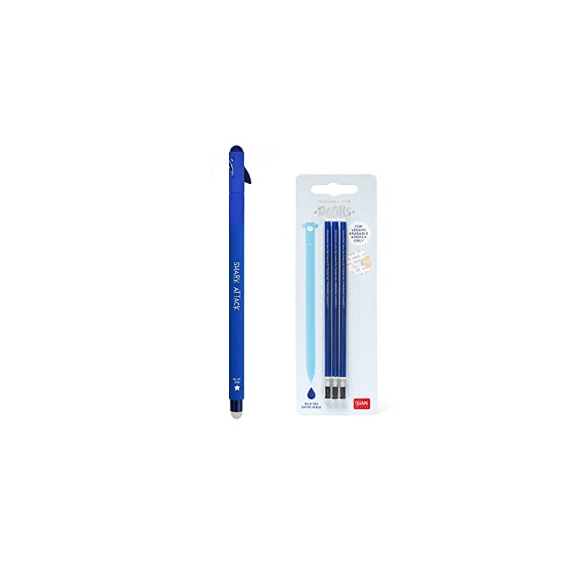 Shark Shark Erasable Gel Pen Blue Ink + Kit 3