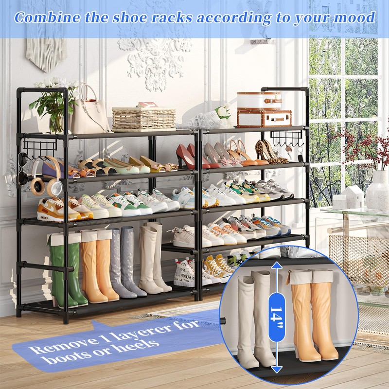 Simple Trending Tall Shoe Rack Storage Holds 40 Pairs, 10