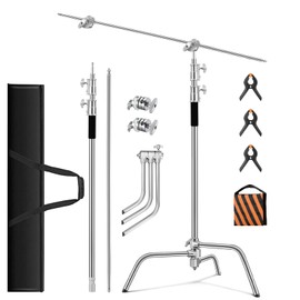 Heavy Duty C Stand C-Stand 10.8ft/330cm 100% Stainless Steel Photography C Stand with Boom Arm 4.2ft/128cm Carry Bag 44LB/20KG Adjustable Stable for Photography Studio Video Monolight Softbox Shooting