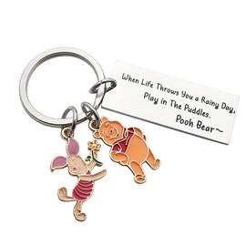Huiuy Winnie The Pooh Gifts Pooh Bear Piglet Keychain Inspirational Gifts for Best Friend Women