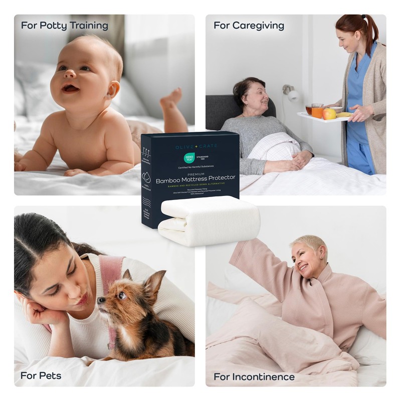 Olive + Crate 100% Viscose Bamboo Mattress Protector - Eco-Conscious