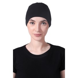 CONFIRTINO Women's Silky Soft Skin Friendly Women Sleep Cap for Multi Uses (Black)