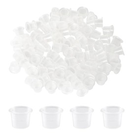 TRKETK 300 Pcs Plastic Ink Caps Tattoo Ink Cups Pigment Cups Makeup Container Transparent and Practical for Small Tattoo Colour and Paintings Pigment Supplies Caps 12mm