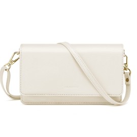 nuoku Crossbody Bag for Women Cellphone Little Purse with Credit Card Slots Lightweight Leather Wristlet Wallet, Apricot