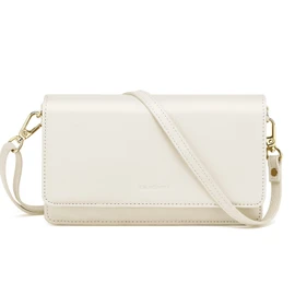 nuoku Crossbody Bag for Women Cellphone Little Purse with Credit Card Slots Lightweight Leather Wristlet Wallet, Apricot