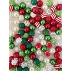 Unbranded 100 Pcs 12mm Christmas Mixed Acrylic Beads, Bubblegum Beads, Loose Beads #1238