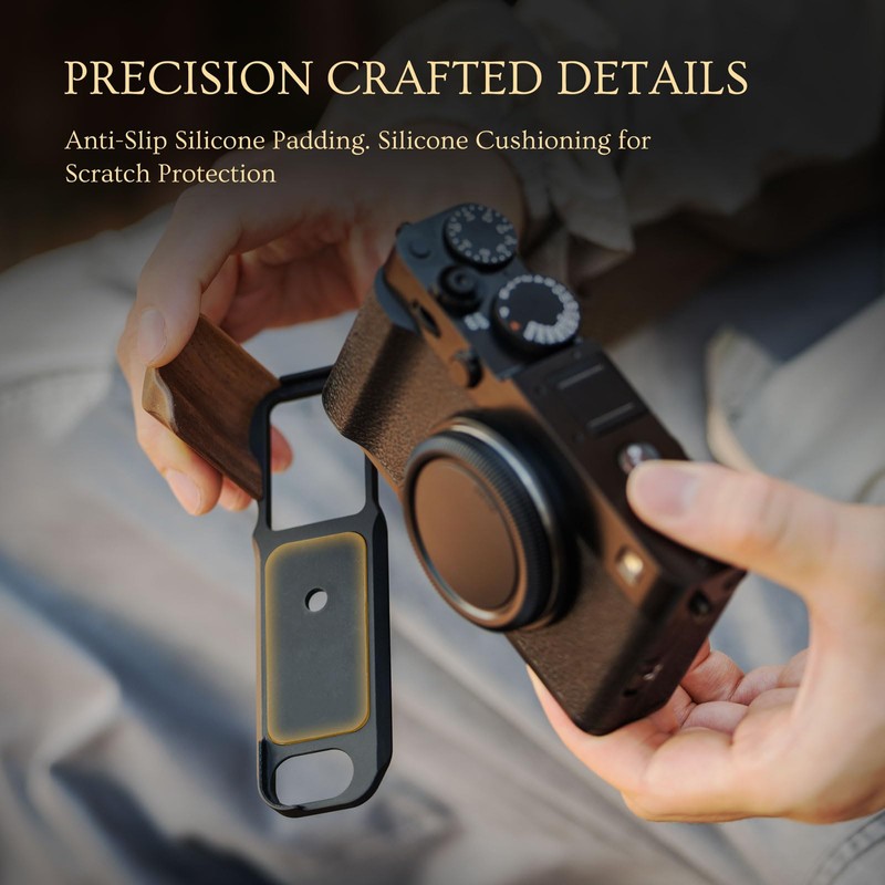 Fuji X-E5 Mounting Base Plate with Wood Grip, Black (TA-T91-WG-B)