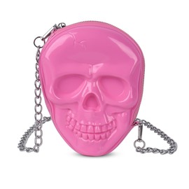 Biiange Pink Skull Crossbody Bag, Hard Shell Cosmetic Case, Skull Travel Makeup Bag, with Removable Chain, for Travel, Parties Crossbody Makeup Bag (Pink)
