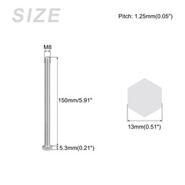 METALLIXITY Hex Bolts (M8-1.25x150mm) 5Pcs, 304 Stainless Steel Coarse Fully Threaded Hex Head Screw Bolt Machine Screws - for Furniture Repair, Silver