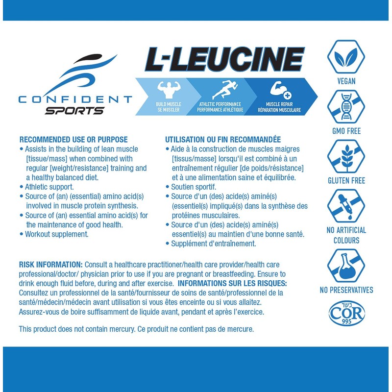 CONFIDENT SPORTS – 100% Ultra-Pure Premium - L-LEUCINE – 450
