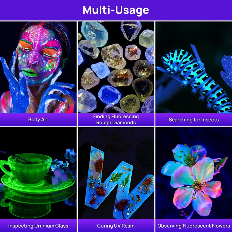 Consciot 2 Pack UV Flashlight Black Light, 51 LED 395nm