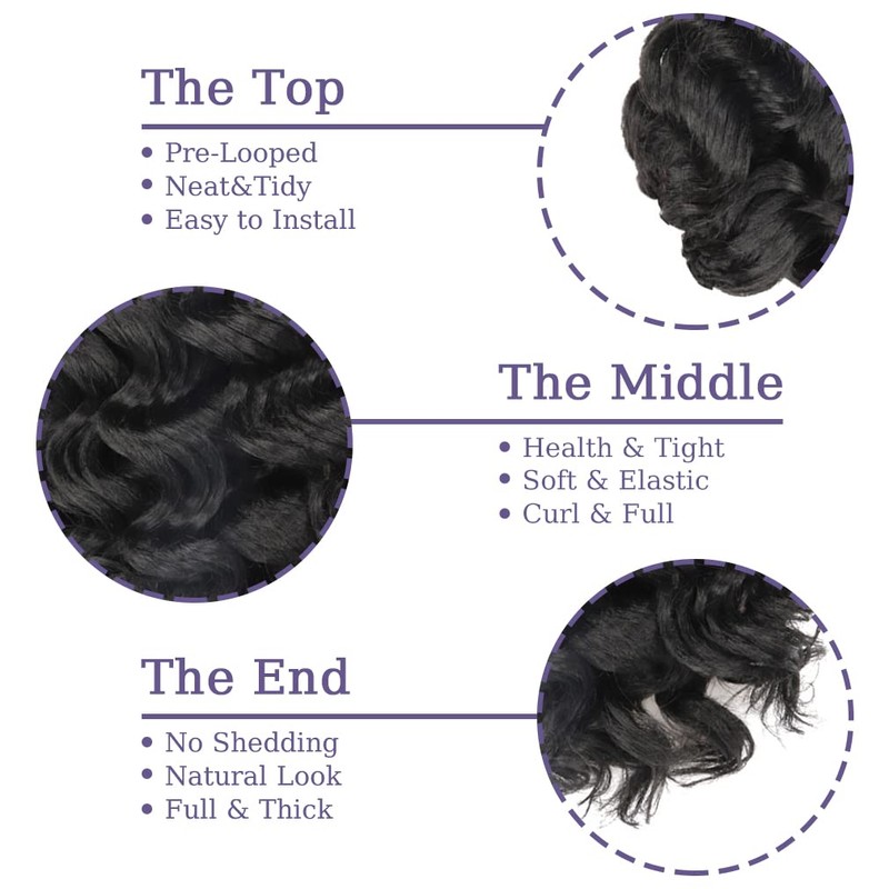 Ocean Wave Crochet Hair 7 Packs 12 Inch Black Deep