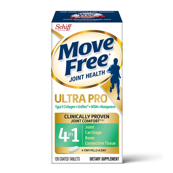 Type II Collagen, Uniflex, MSM, Manganese - Move Free Ultra Pro 4 in1 Joint Support Tablets (120 Count in a Box), Clinically Proven Joint Comfort, Helps Support Health Bones*