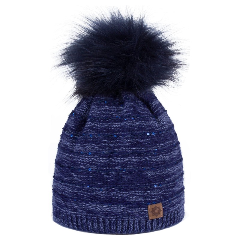 Compagno Winter Hat Knitted Hat Women's Bobble Hat Fleece Lining