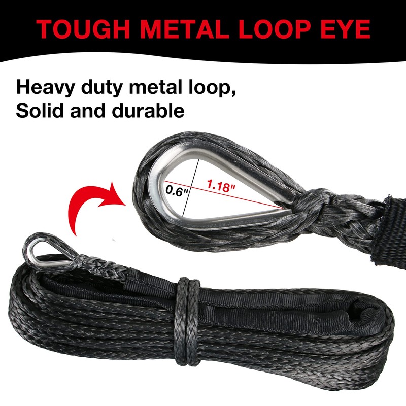 WROUGH 1/4" Synthetic Winch Rope Kit, 1/4 in x 50