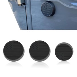 getfay 3 PCS Car Door Keyhole Cover, 1.57" 1.46" American Flag Decoration 3D Texture Protector, Keyhole Rust-Proof Accessory, Compatible with Jeep Wrangler JK JL JT Gladiator (Black)