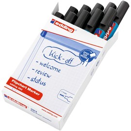 edding 383 flipchart marker - zwart - 10 stiften - beitelvormige punt 1-5 mm - stift voor schrijven, tekenen en markeren op flip-over papier - drukt niet door - droogt niet uit- intensieve kleur