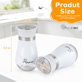 Accmor Salt and Pepper Shakers Set, 4 oz Stainless Steel Salt Pepper Shaker Containers with Glass Bottom for Kitchen Cooking, BBQ, Bar, Table, RV, Camp