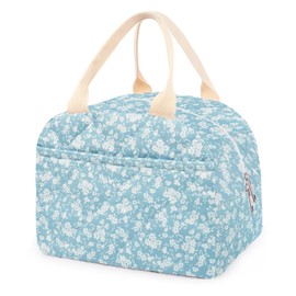 Cotton Quilted Insulated Lunch Bag, Reusable Quilted Floral Lunch Tote Bags