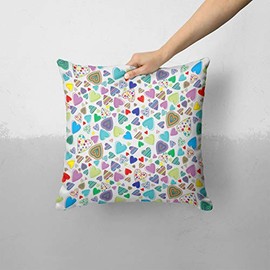 iiRov Fun-Colored Pattern Hearts - Custom Decorative Home Decor Indoor or Outdoor Throw Pillow Cover for Sofa, Bed or Couch Cushion (Pillow CASE Cover ONLY)