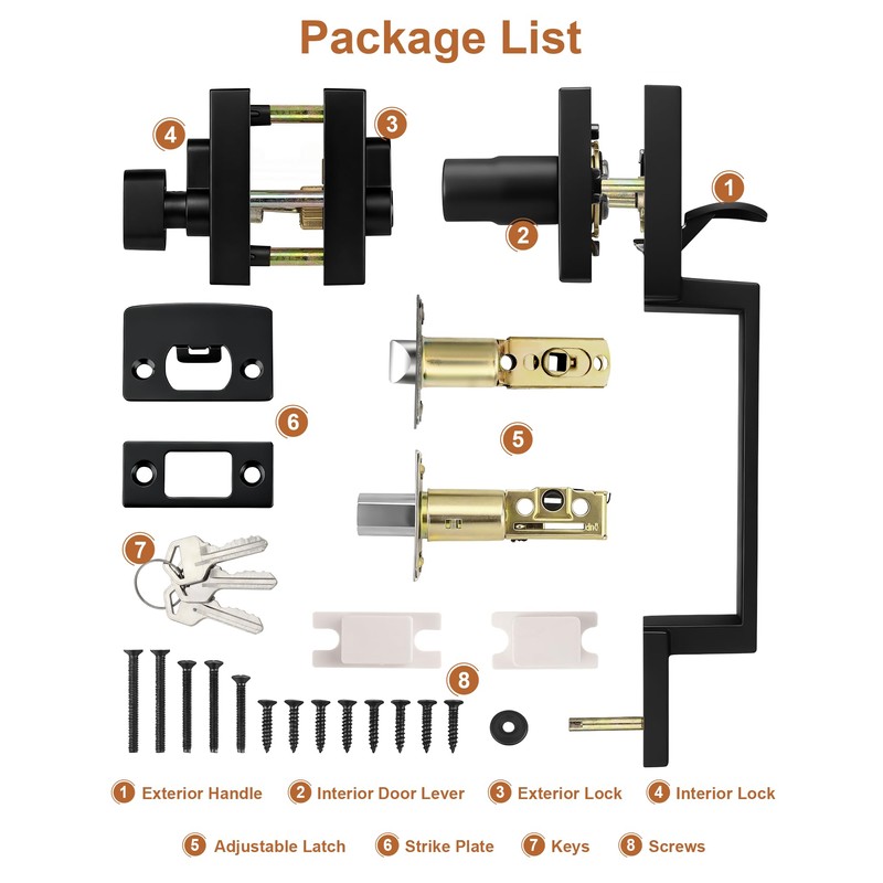 Probrico Front Door Handle and Deadbolt Set,Matte Black Front Door