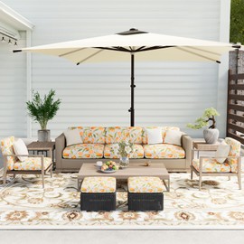 hyha Printed Couch Cushion Covers, Floral Magic Sofa Covers Washable for 2 Cushion Couch, Stretch Pattern Sofa Slipcovers with Elastic Bottom(2 Packs, Lemon)