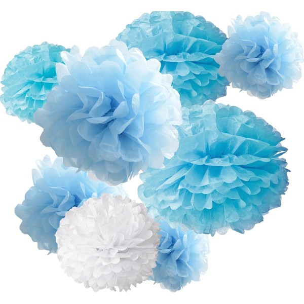18pcs Tissue Hanging Paper Pom-poms, Flower Ball Wedding Party Outdoor