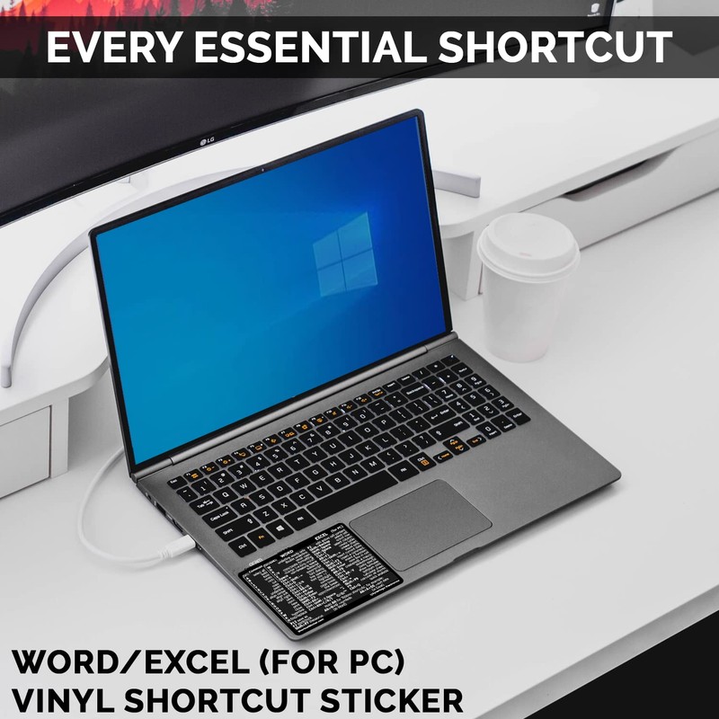 Synerlogic Word/Excel Windows Shortcut Sticker | Reference Guide Keyboard Shortcut
