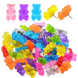25pcs Colorful Translucent Gummy Bear Push Pins Cute Resin Bear Thumb Tack Decorative Pushpins with A Box for Home Office Bulletin Board Corkboard Hanging Posters | Gaoumirn