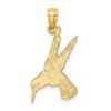 14k Yellow Gold Solid Hummingbird Charm Pendant