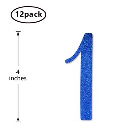 Blue Glitter 1st Birthday Centerpiece Sticks, 12-Pack Number 1 Table Topper Anniversary Party Decorations