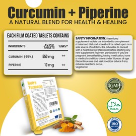 Trèsible Nutra Turmeric and Black Pepper Tablets (4-Week Supply) - Turmeric Extract Circumin with Piperine for Digestion & Immune Support, Veg, Gluten-Free, Turmeric Tablets, No Synthetic Binders