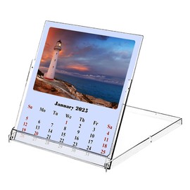 2025 CD-Style Desk Calendar 12 Months Calendar/Planner/Desk Calendar With CD Case Stand, Office Decor, Christmas Gifts (Lighthouses)