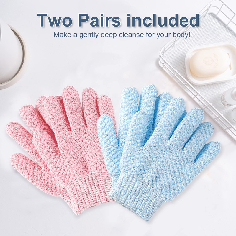 Exfoliating Gloves, Exfoliating Body Scrubber for Bath Shower Exfoliation, Body