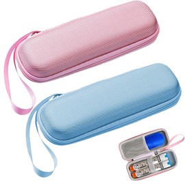 BIKPRST Zahnbürste Reiseetui,Reise Etui Für Elektrische Zahnbürste Serie, Tragbare Reisezahnbürste Ersatz, Travel Essentials Mit Zubehör Aufbewahrung (Rosa+Blau)