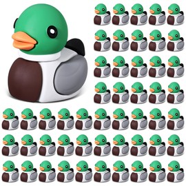 Gejoy 50 Pcs Mini Mallard Rubber Ducks Figurines Bulk 1.6 Inch Small Assorted Mallard Rubber Ducks for Birthday Gifts Holiday Decor Cruise Party Hunting