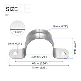sourcing map Pipe Straps Clamp (32mm/1.26") 10pcs, 304 Stainless Steel U Tube Tension Clip Bracket - for Plumbing Pipeline Wire