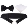 TigerTie Cummerbund Pocket Square Satin Bow Tie Plain Sash Waistband,