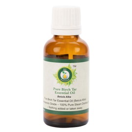 R V Essential Pure Birch Tar Essential Oil 5 ml (0.169 ounces) - Betula Alba (100% Pure and Natural Steam Distillated) Pure Birch Tar Essential Oil