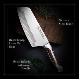 Hammer Stahl 7-Inch Vegetable Cleaver | Professional Quality | Ergonomic Quad-Tang Pakkawood Handle | German Forged High Carbon Stainless Steel