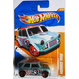 Hot Wheels 2011 Morris Mini Cooper Track Stars 10 of 15, #75 Light Blue w red hubs