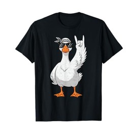 Rock' n Roll Goose Present Music Lover Funny Silly Animal T-Shirt